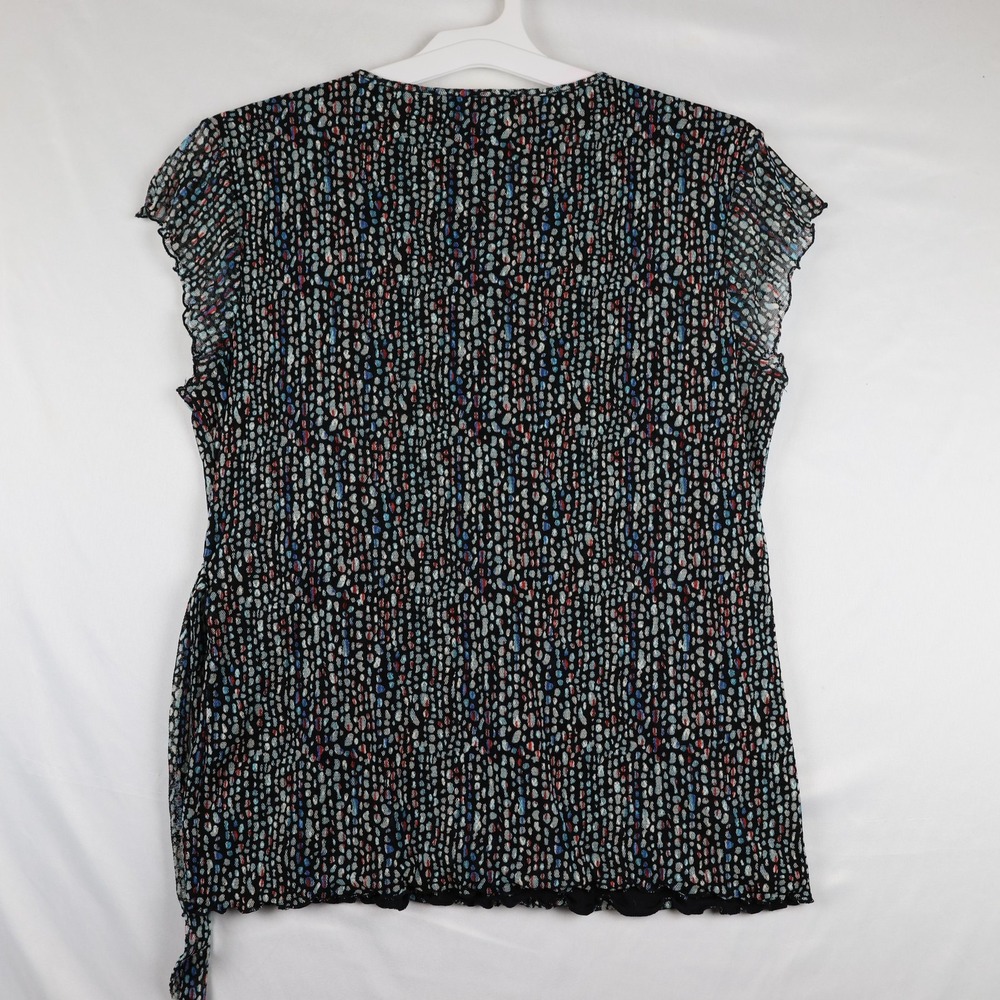 Style & Co Top Womens Large Petite Flutter Sleeve Wrap Dot Print Multicolor - Picture 7 of 12